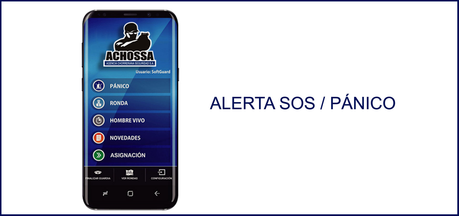 Pantalla de la app Vigicontrol: Funcionalidad 1